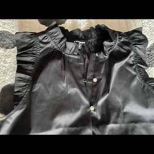 Black Ruffle Sleeveless Blouse